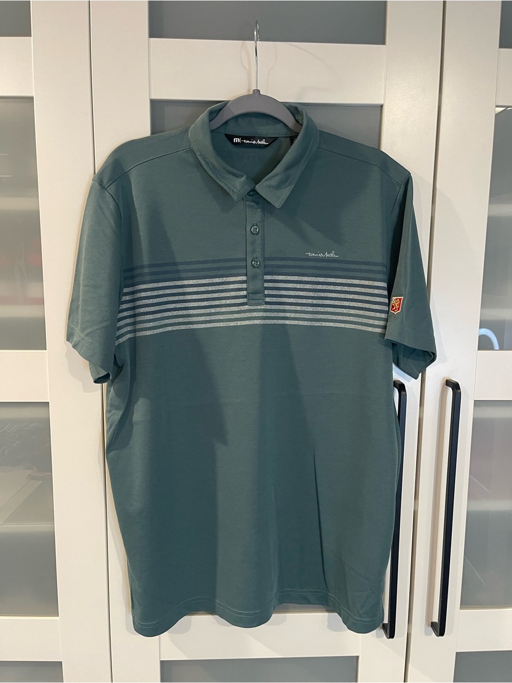 Travis Mathew Men's Teal Stripe Polo